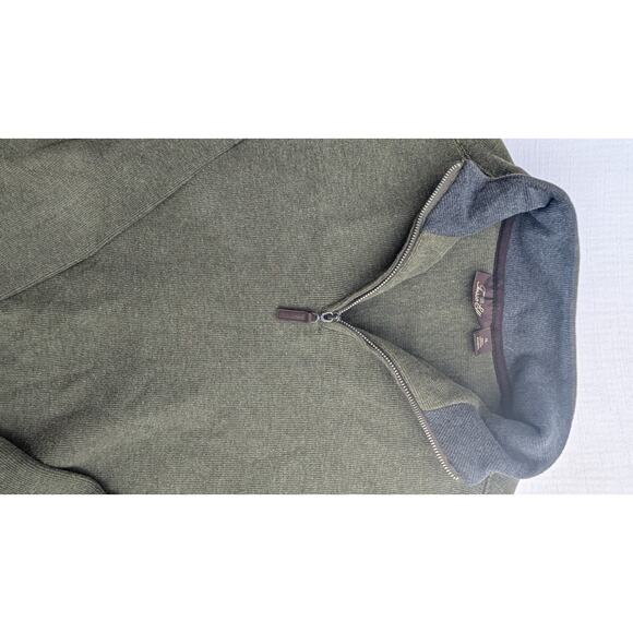 Tasso Elba Mens Quarter Zip Pull Over Sweatshirt Sz XL Cotton Hunter Green - Picture 3 of 4
